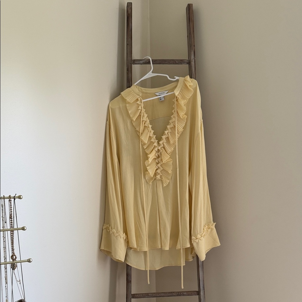 H&M Light Yellow Ruffle Blouse